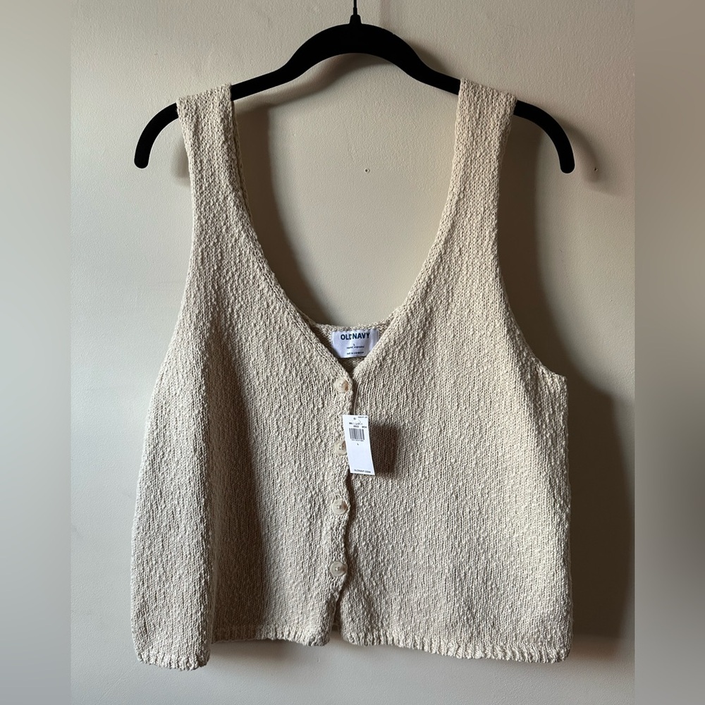 Old Navy Cream Boucle Tank Boho Lagenlook